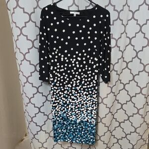 Studio One Black Dress with Blue and White Dots